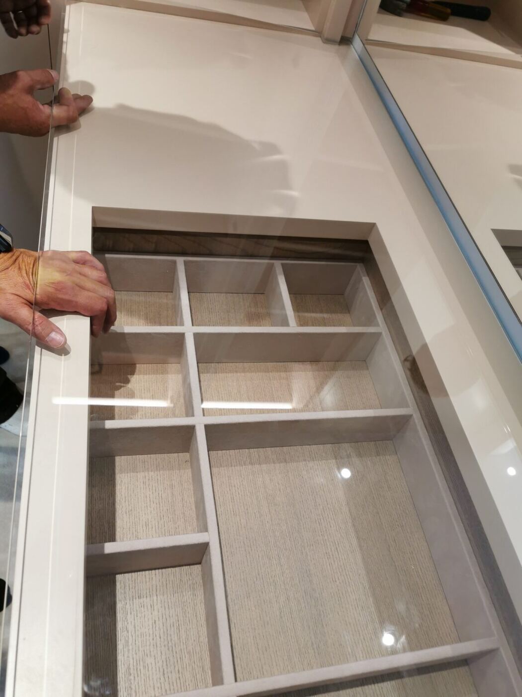 Installing the glass top onsite