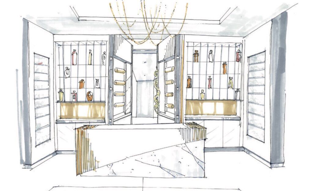Early sketch for a subterranean wine room