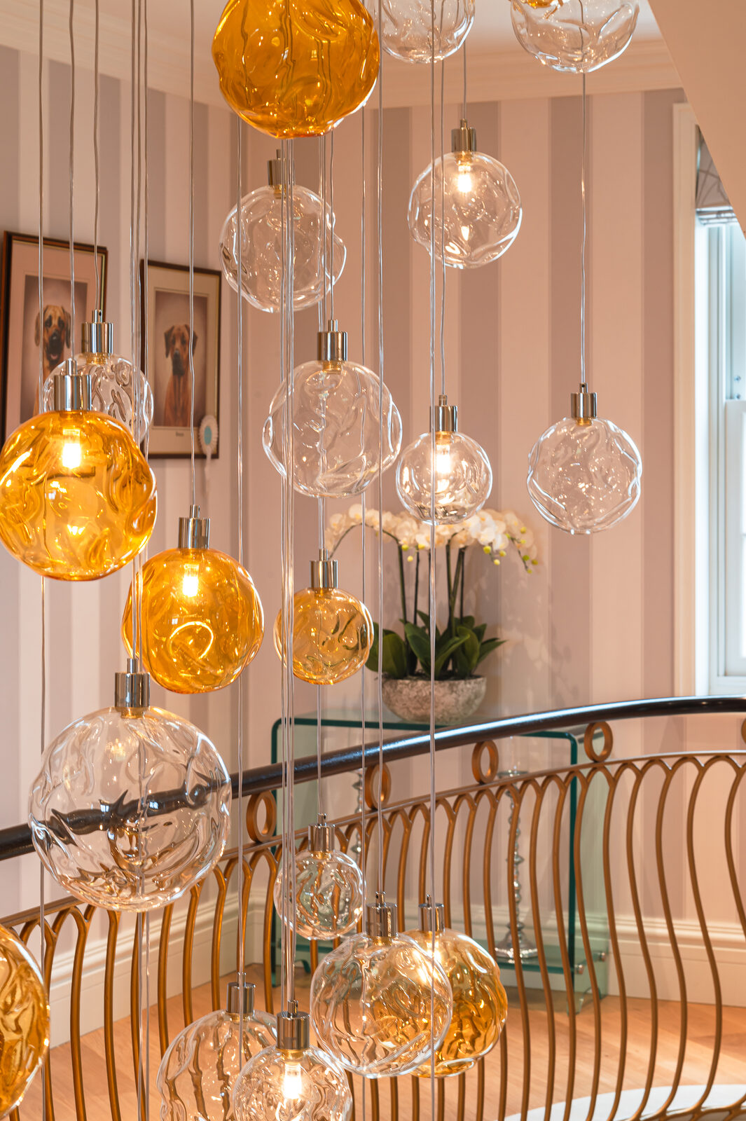Glass Pendants Over the Stair, Private Residence, Jersey